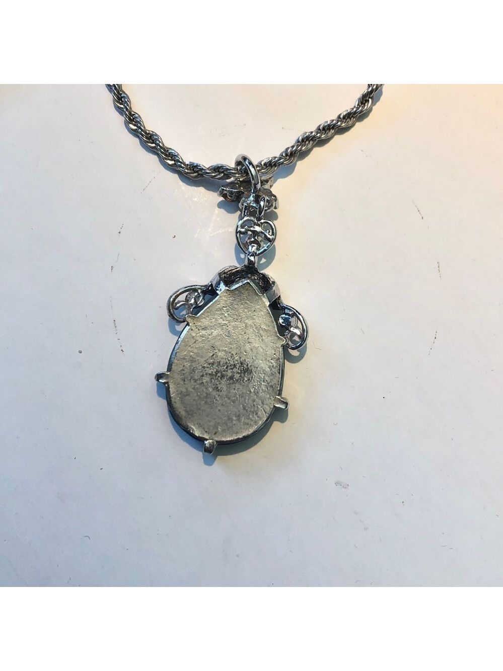 Vintage Champagne Glass Teardrop Pendant Rope Chain Statement Necklace Bridal - Picture 2 of 6